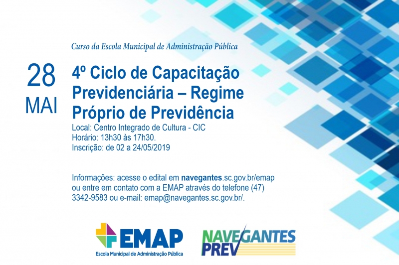 NAVEGANTESPREV convida segurados para 4º Ciclo de Capacitação em Educação Previdenciária