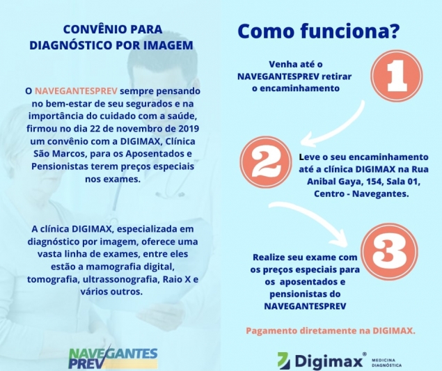 NAVEGANTESPREV firma convênio com DIGIMAX, clínica de diagnóstico por imagem